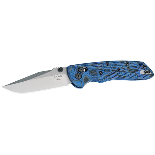 Hogue Deka 3.25" ABLE Lock Folder Clip Point Blade Tumble Finish G-10 Blu Lava