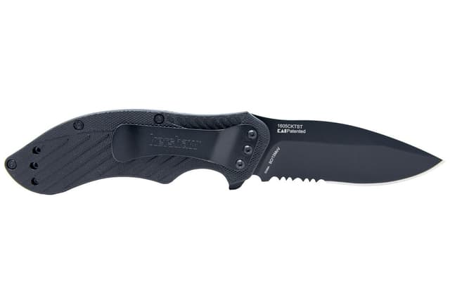 Kershaw 1605CKTST Clash 3.10" Folding Drop Point Part Serrated Black Oxide 8Cr13MoV SS Blade Black Glass-Filled Nylon Handle Includes Pocket Clip
