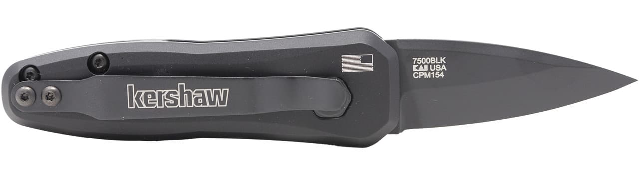 Kershaw 7500BLK Launch 4 1.90" Folding Spear Point Plain Black DLC CPM 154 SS Blade Black Aluminum Handle Includes Pocket Clip