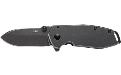 CRKT 2493 SQUID Assisted 2.37" Folding Drop Point Plain Black Stonewashed 8Cr14MoV SS Blade/Black Stonewashed Stainless Steel Handle Includes Pocket Clip
