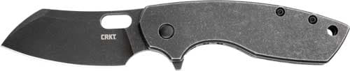 CRKT 5315KS Pilar  Large 2.67" Folding Plain Black Stonewashed 8Cr13MoV SS Blade/Black Stainless Steel Handle Includes Pocket Clip