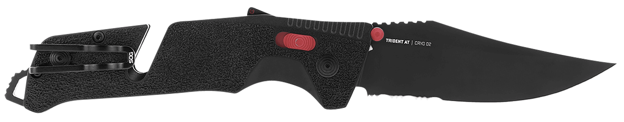 Trident AT - Black Red - Partially Serrated