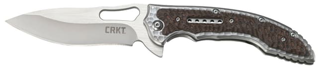 CRKT 5470 Fossil  3.96" Folding Drop Point Plain Satin 8Cr13MoV SS Blade/ Brown G10/SS Handle Includes Pocket Clip
