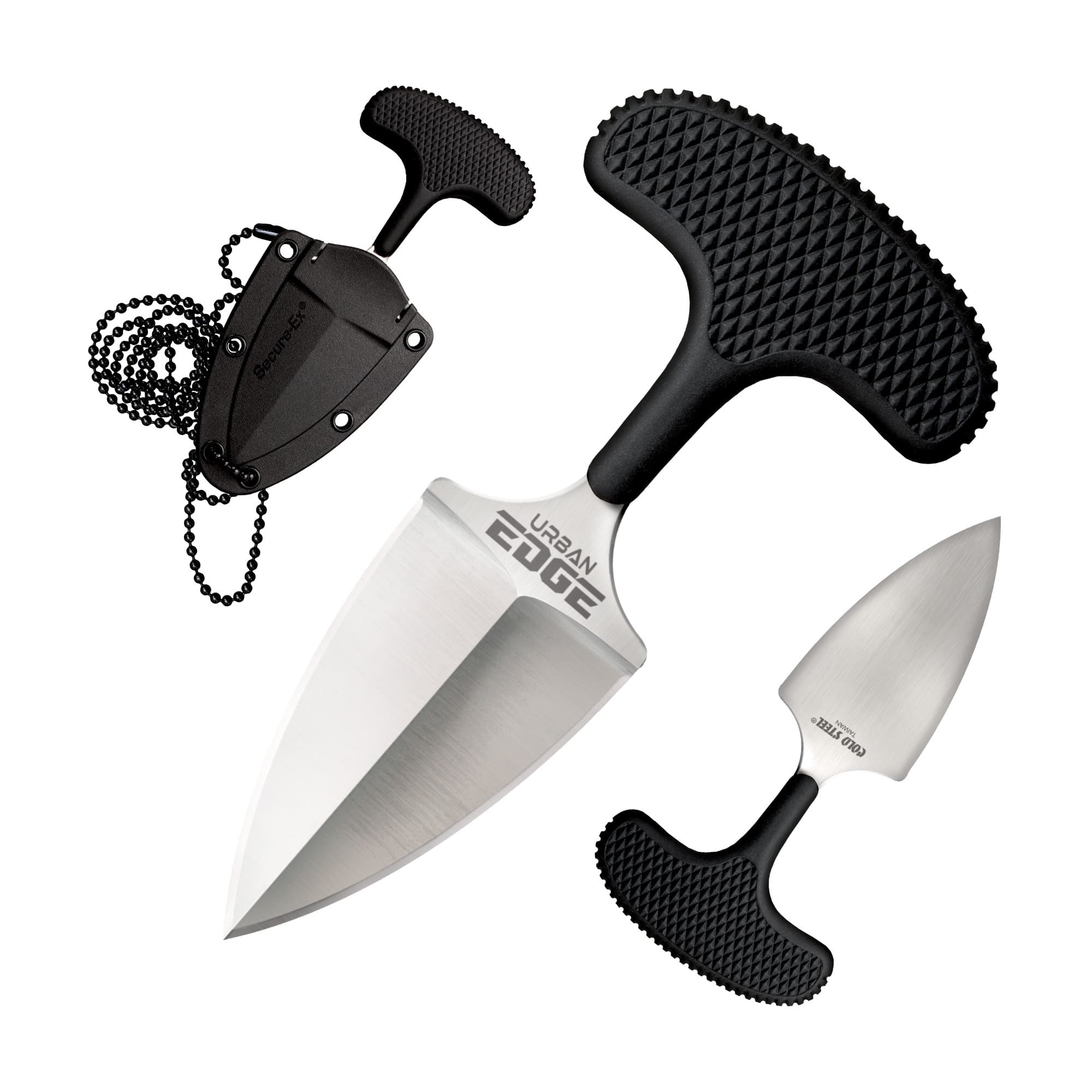 Cold Steel CS43XL Urban Edge  2.50" Fixed Plain Stone Washed Japanese AUS-8A SS Blade/Black Kray-Ex Handle