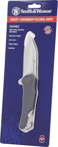 Smith & Wesson Oasis Carabiner Folding Knife 3" Drop Point Blade Black