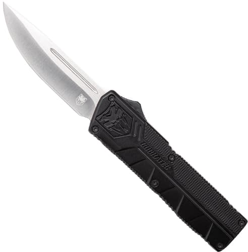 CobraTec Knives BCTLWDNS Lightweight  3.25" OTF Drop Point Plain D2 Steel Blade/Black Aluminum Handle Includes Pocket Clip