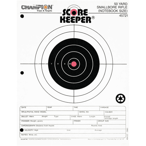 Champion Targets 45721 Score Keeper Fluorescent Orange & Black Bullseye Target, 50 Yard Small Bore Notebook, 12 Pack