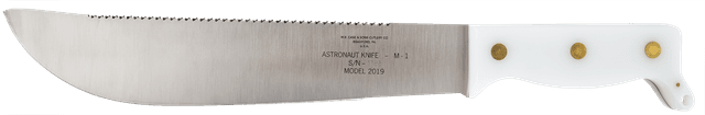 Case 12019 Astronaut M-1 Commemorative 11.75" Fixed Machete Plain/Saw As-Ground High Carbon Steel Blade/Smooth White Synthetic Handle