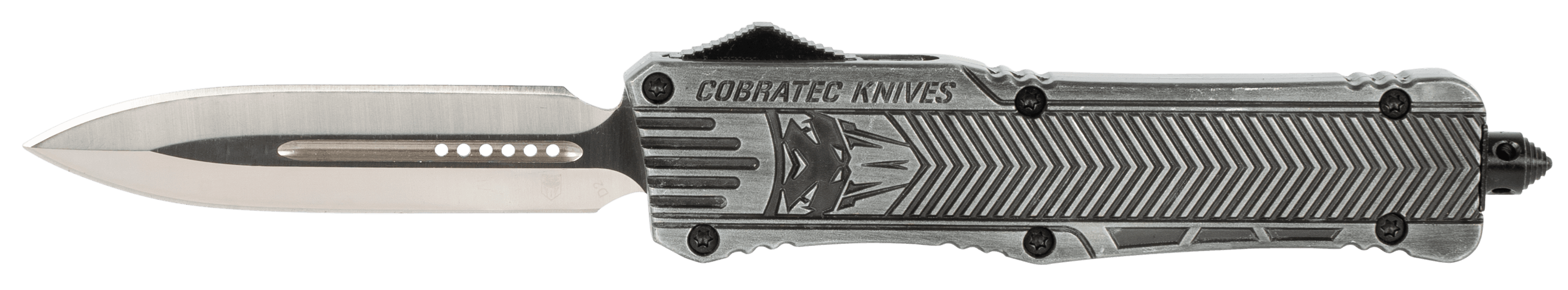 CobraTec Knives LSWCTK1LFAGNS CTK-1  Large 3.75" OTF Dagger Plain D2 Steel Blade/Stonewashed Aluminum Handle Features Glass Breaker Includes Pocket Clip