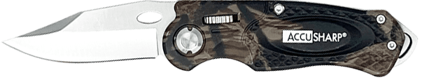 AccuSharp 704C Sport  3" Folding Plain Stainless Steel Blade/Camo Anodized Aluminum Handle Includes Belt Clip