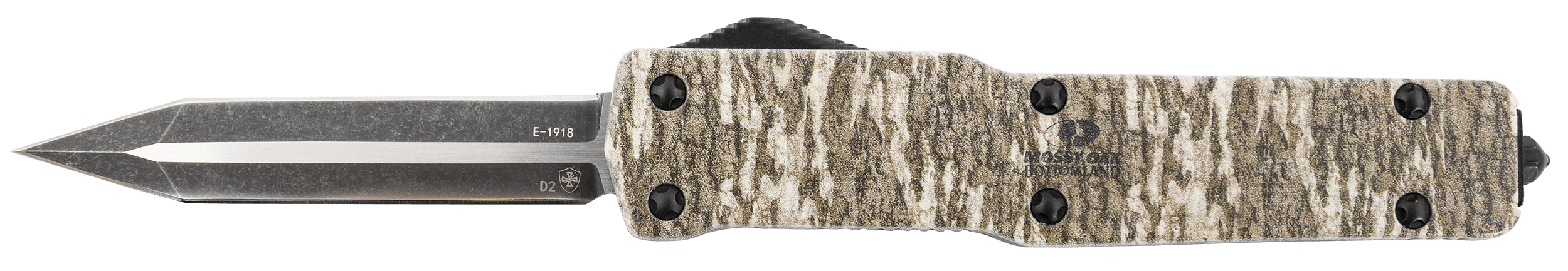 Templar Knife MZMOB121 Premium Weighted Slim 3.16" OTF Dagger Plain Black Oxide Stonewashed Powdered D2 Steel Blade/4.93" Mossy Oak Bottomland Aluminum Zinc Alloy Handle
