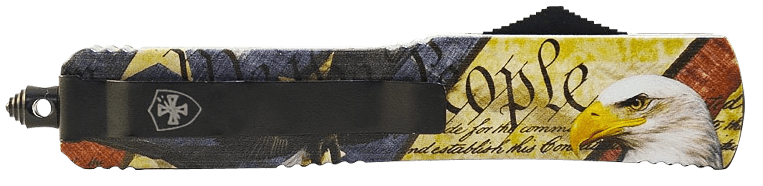Templar Knife MZEG321 Premium Weighted Slim 3.16" OTF Drop Point Plain Black Oxide Stonewashed Powdered D2 Steel Blade/4.93" Eagle w/"We The People" Aluminum Zinc Alloy Handle