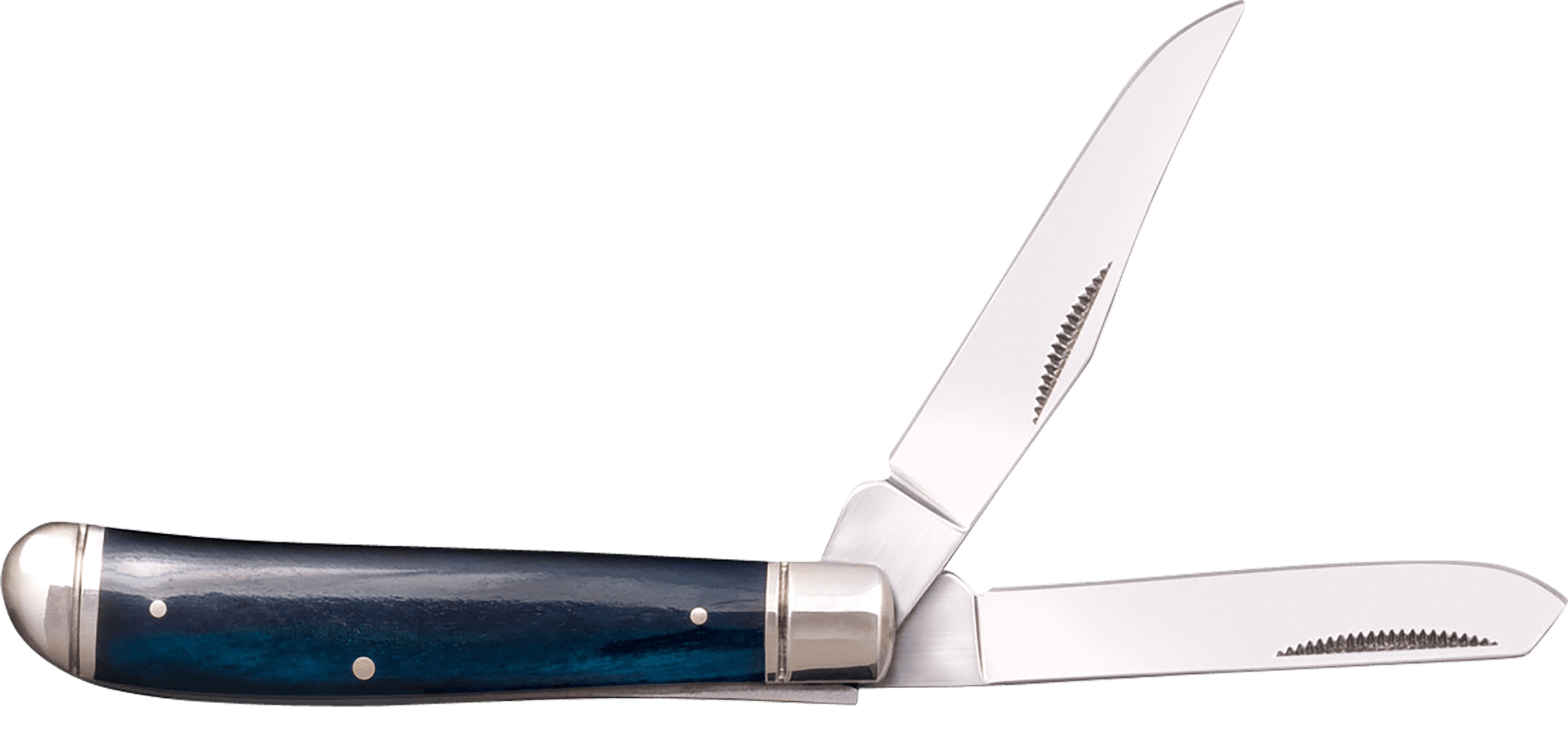 Cold Steel CSFLMTRPRB Trapper  Mini 2.60"/2.70" Folding Clip/Spey Plain 3Cr13MoV SS Blade/Dark Blue w/Polished Bolsters Bone Handle