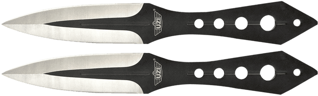Uzi Accessories UZKTRWTZP Throwing Knives  Two Fixed Plain Black/Silver Stainless Steel Blade, Black Stainless Steel Handle, Includes Nylon Holster
