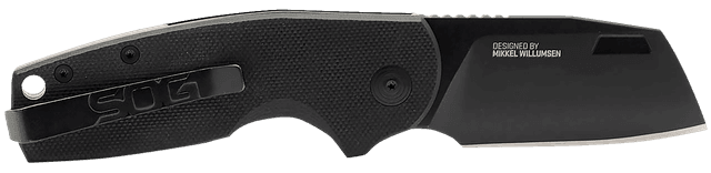 S.O.G SOG16030757 Stout SJ 2.60" Folding Clip Point Plain Stonewashed Cryo D2 Steel Blade/ Black Textured G10 Handle Includes Belt Clip, Presentation Box