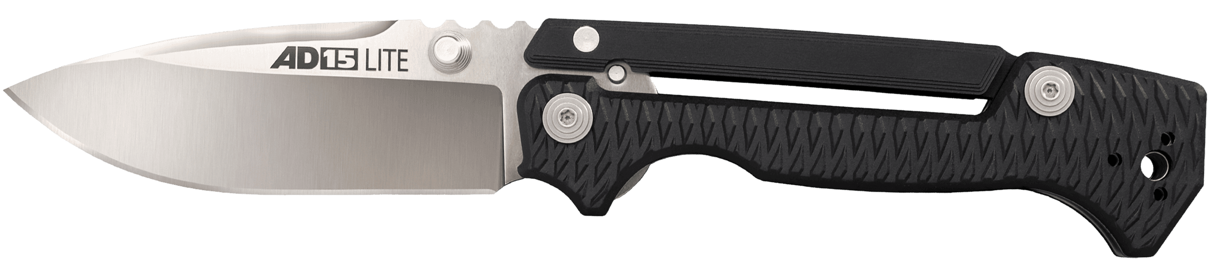 Cold Steel CS58SQLZ AD-15 Lite 3.50" Folding Drop Point Plain Satin AUS-10A SS Blade, 5" Black Textured Griv-Ex Handle