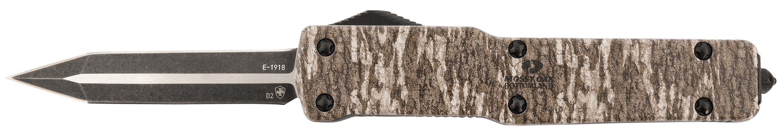Templar Knife MAMOB121 Mossy Oak Lightweight Slim 3.16" OTF Dagger Plain Black Oxide Stonewashed Powder Coated D2 Steel Blade/ 4.93" Mossy Oak Bottomland Aged Aluminum Handle