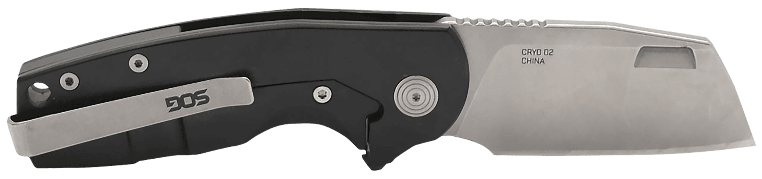S.O.G SOG14031257 Stout FLK 2.40" Folding Cleaver Plain Satin D2 Steel Blade, Black Textured G10/SS Handle