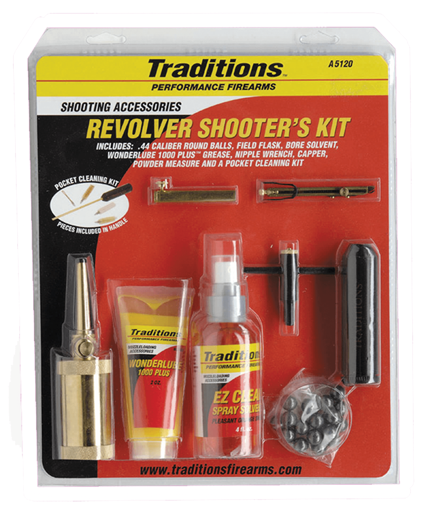 Traditions A5120 Sportsman Kit 44 Cal Revolver Nylon Bristles 1 Kit