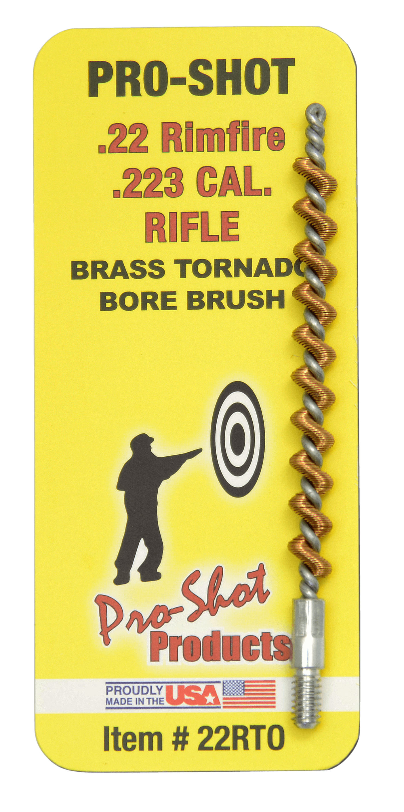 Pro-Shot 22RTO Tornado Bore Brush .22/ .223/ 5.56mm Cal Rifle #8-32 Thread Brass Spiral Wound Loop