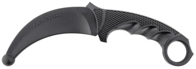 Cold Steel CS92R49 Karambit Rubber Trainer 4" Fixed Plain Black Santoprene Blade/Black Deep Checkered w/Ring Pommel Santoprene Handle