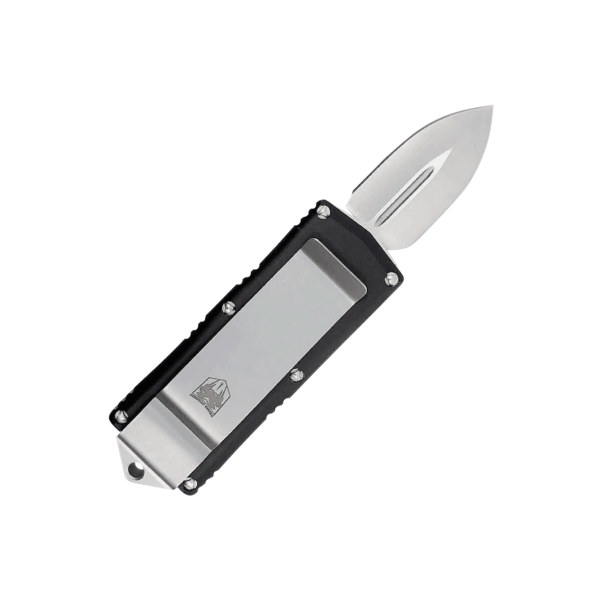 CobraTec Knives BLKOTFMC Money Clip  1.75" OTF Plain D2 Steel Blade/Black Aluminum Handle Includes Pocket Clip
