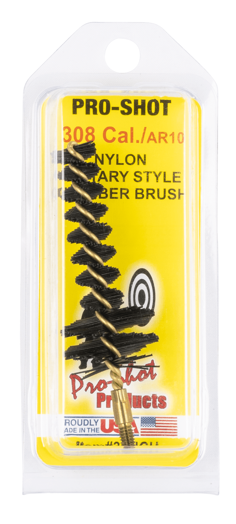 Pro-Shot 30NCH Chamber Brush Military Style .308/ 7.62mm Cal AR Platform #8-32 Thread Nylon Bristles Brass Core