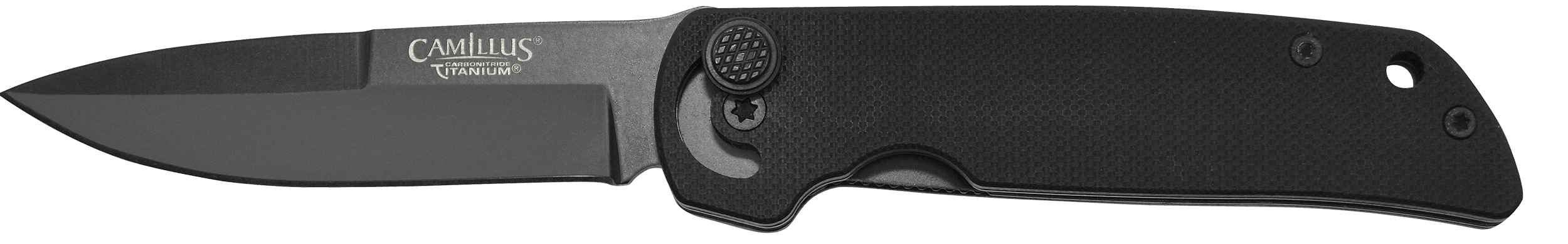 Camillus 19637 Cuda  Mini 3" Folding Drop Point Plain Black Carbonitride Titanium AUS-8A SS Blade, Black Textured G10 Handle