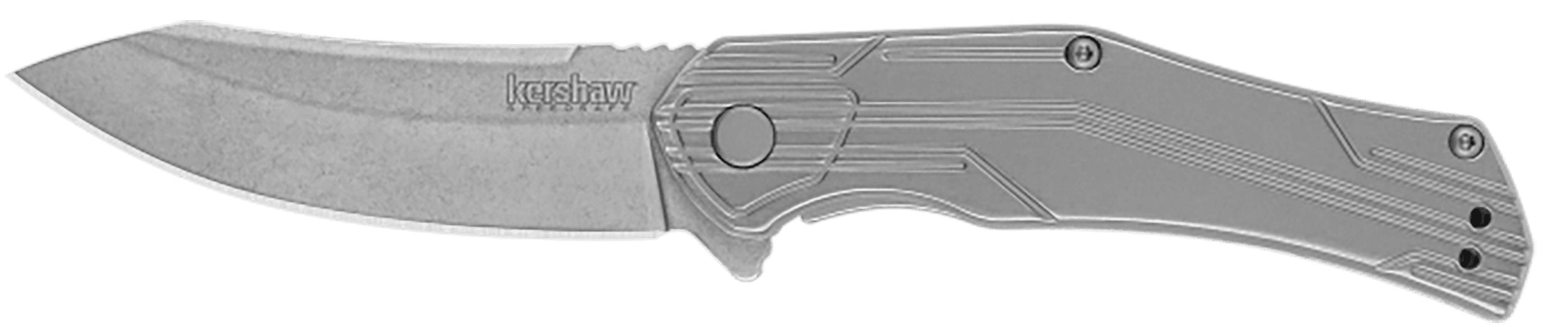Kershaw 1380 Husker  EDC 3" Folding Trailing Point Plain Bead Blasted 8Cr13MoV SS Blade, Stonewashed Stainless Steel Handle