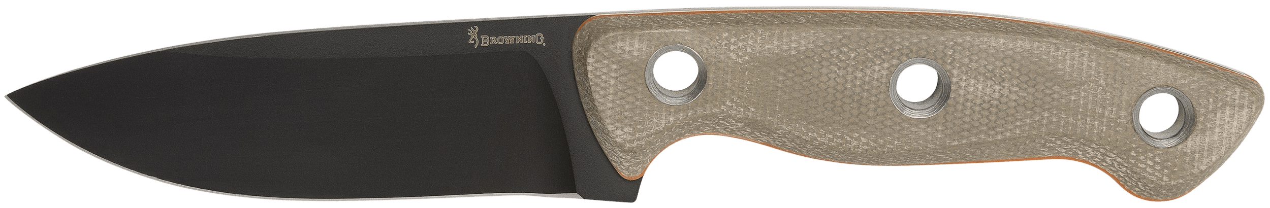Browning 3220508B Desolation  Small 3.75" Fixed Modified Drop Point Plain Black Powder Coated 440C SS Blade, Tan Micarta Laminate Handle