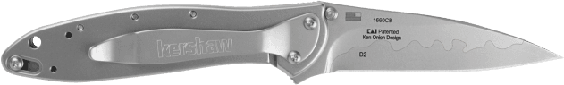 Kershaw 1660CB Leek 3" Folding Drop Point Plain Bead Blasted 14C28N/D2 Steel Blade Bead Blasted 410 Stainless Steel Handle Includes Pocket Clip