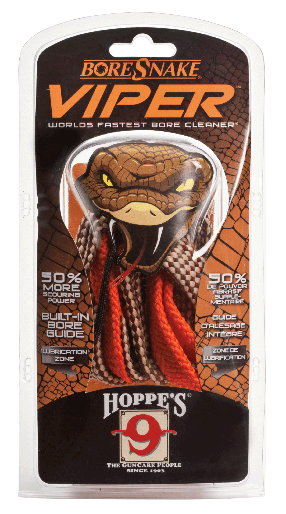 Hoppes 24003V BoreSnake Viper Bore Cleaner 40/41 Caliber Bronze Bristle                                                                                                                                 