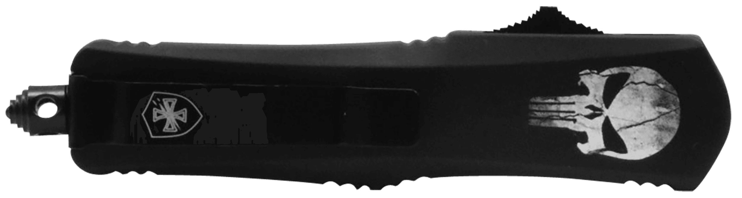 Templar Knife LFL431 Fallen Gen II Large 3.50" OTF Dagger Part Serrated Black Oxide Stonewashed 440C SS Blade/ 5.25" Black w/Skull Aluminum Handle Features Glass Breaker Includes Pocket Clip/Sheath