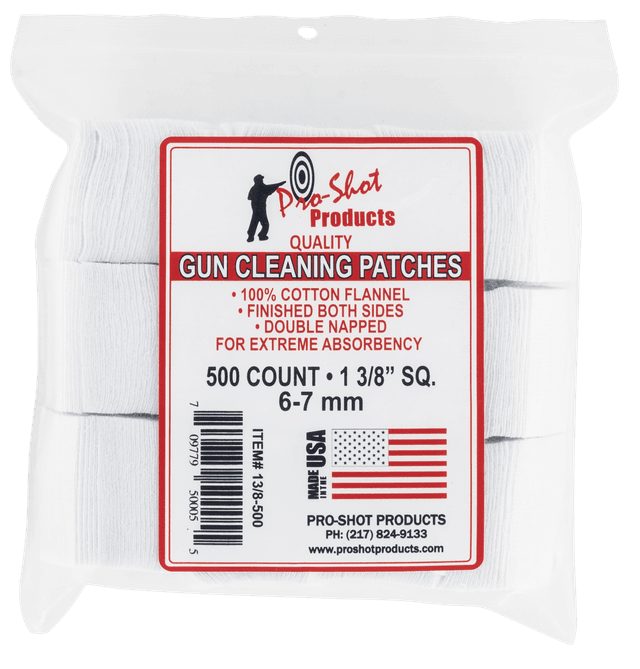 Pro-Shot 138500 Cleaning Patches 6mm/7mm 1.38" Cotton Flannel 500 Per Pkg