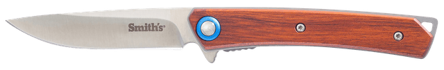 Smiths Products 51304 Ecesis  3" Folding Drop Point Plain Satin 3Cr13MoV SS Blade/Natural Wood/Black SS Handle Includes Pocket Clip