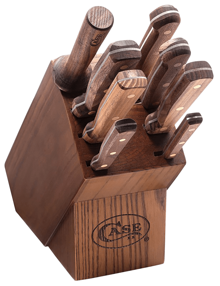 Case 10249 Household Cutlery Set Plain/Serrated Satin Tru-Sharp SS Blade Walnut Handle 9 Piece