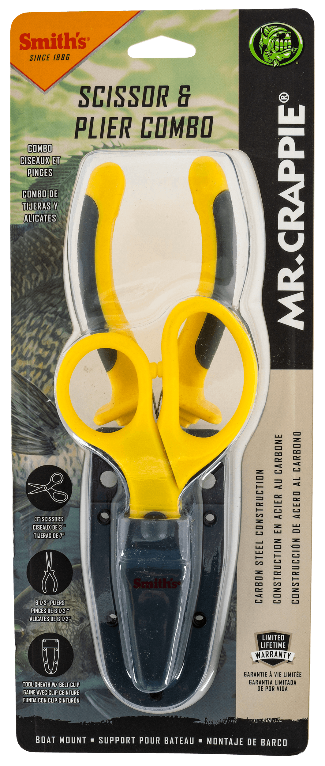 Smiths Products 51297 Mr. Crappie Pliers & Scissor Combo Gray/Yellow Handle