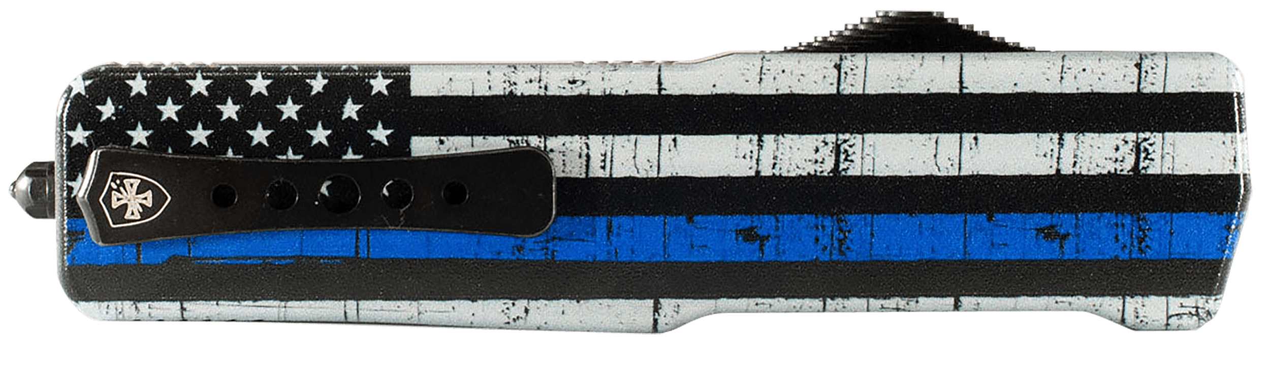 Templar Knife MABTB12 Premium Lightweight Slim 3.16" OTF Dagger Plain Black Oxide Stonewashed Powdered D2 Steel Blade/4.93" Black & White w/Blue Line Anodized Aluminum Handle