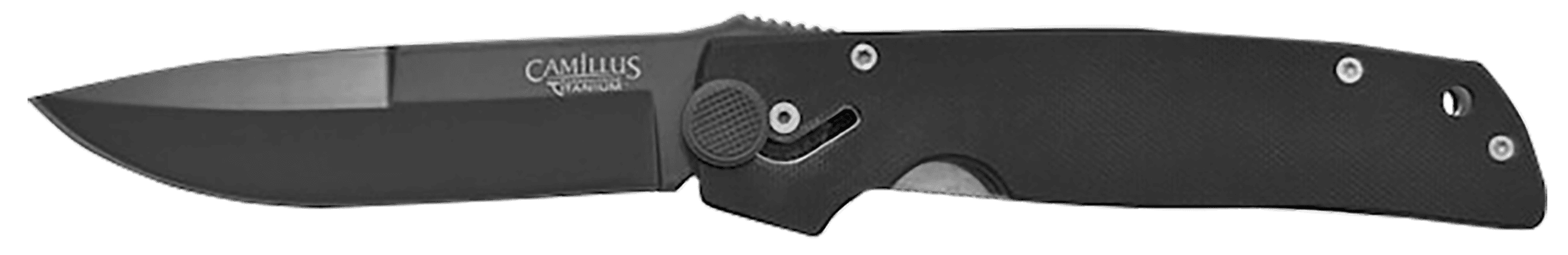 Camillus 18533-003 Cuda  3.75" Plain Drop Point Black AUS-8 Carbonitride Titanium Blade, Black G10 Handle