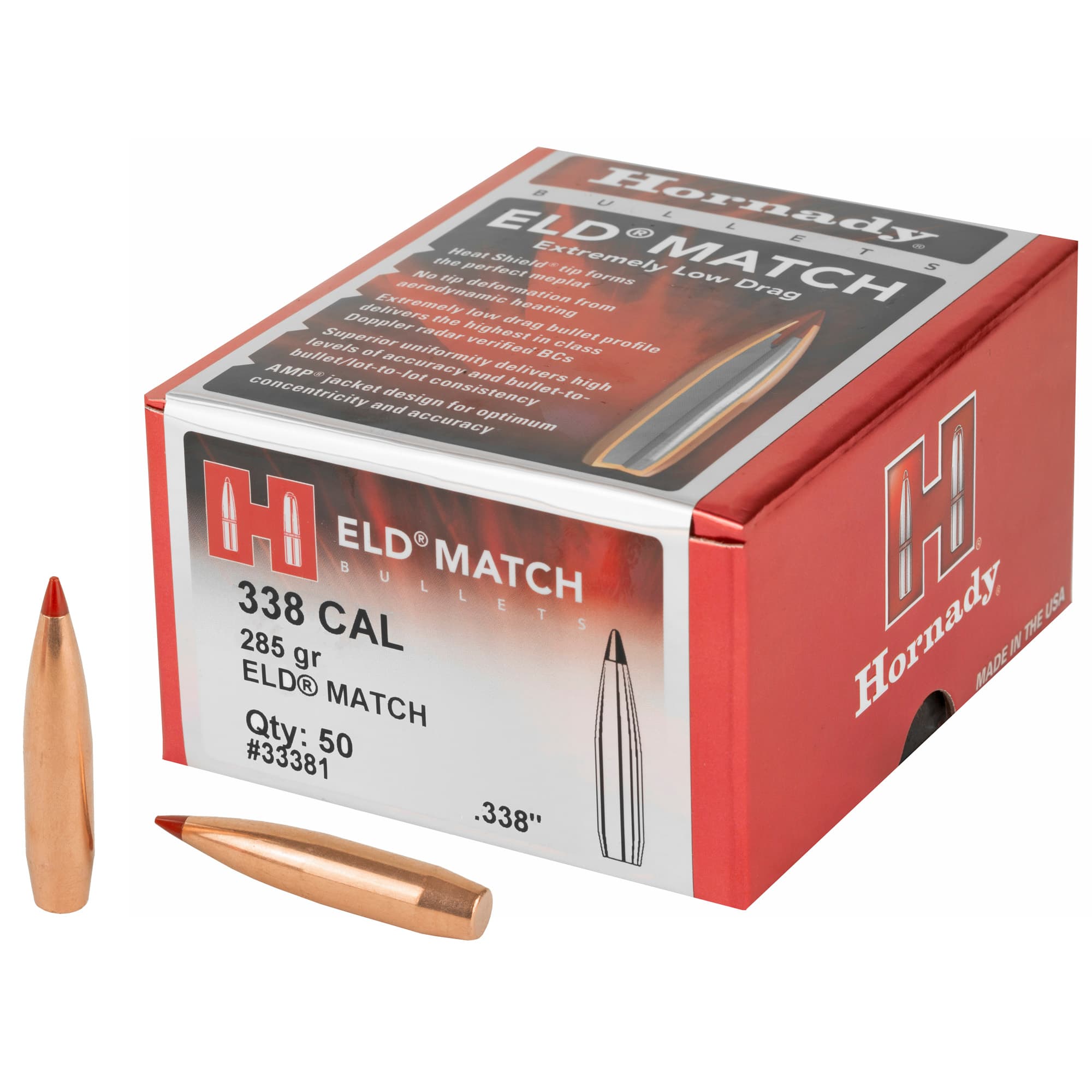 Hornady ELD Match Bullets with Heat Shield .338 cal .338" 285 gr 50/Box