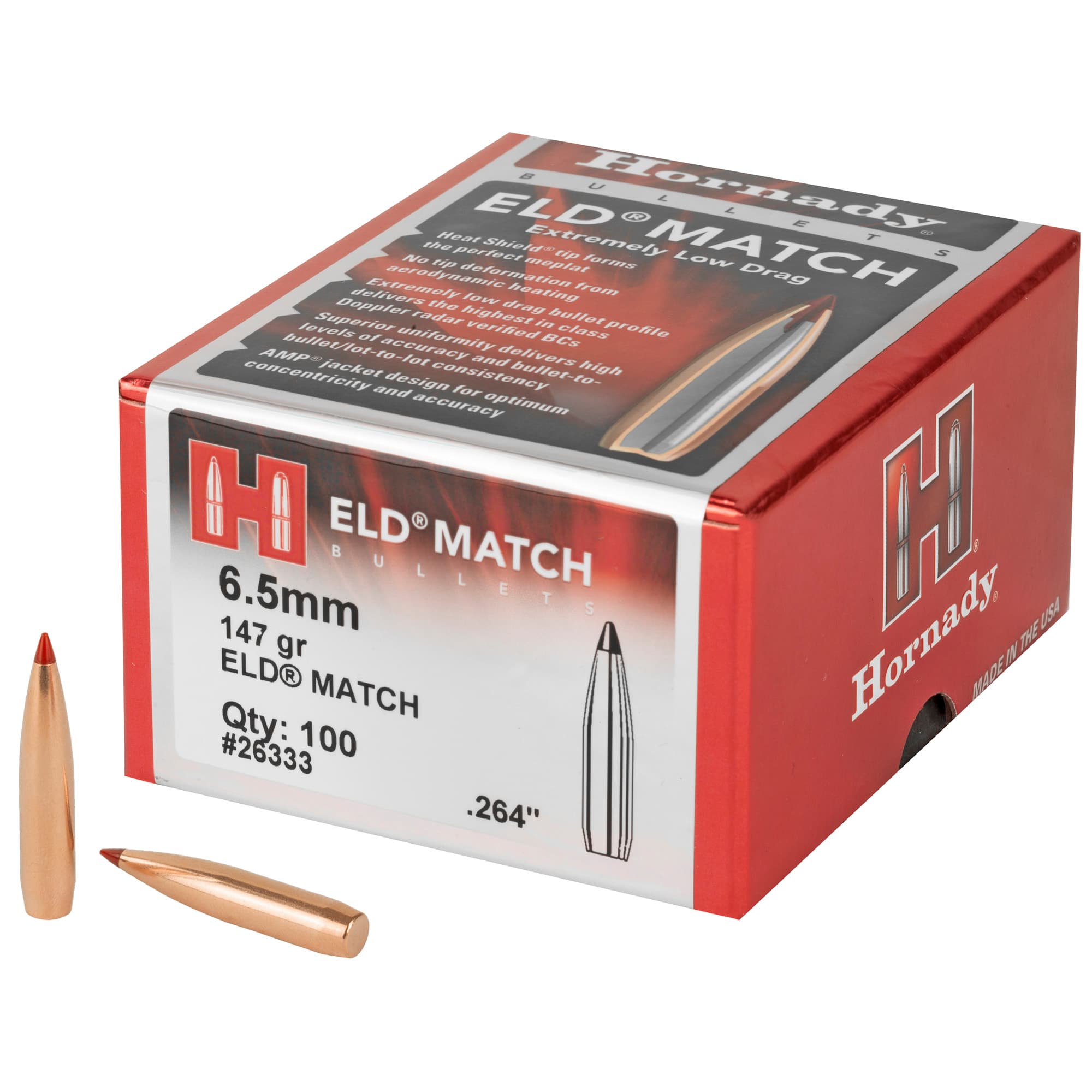 Hornady ELD Match Bullets with Heat Shield 6.5mm .264" 147 gr ELD MATCH 100/ct