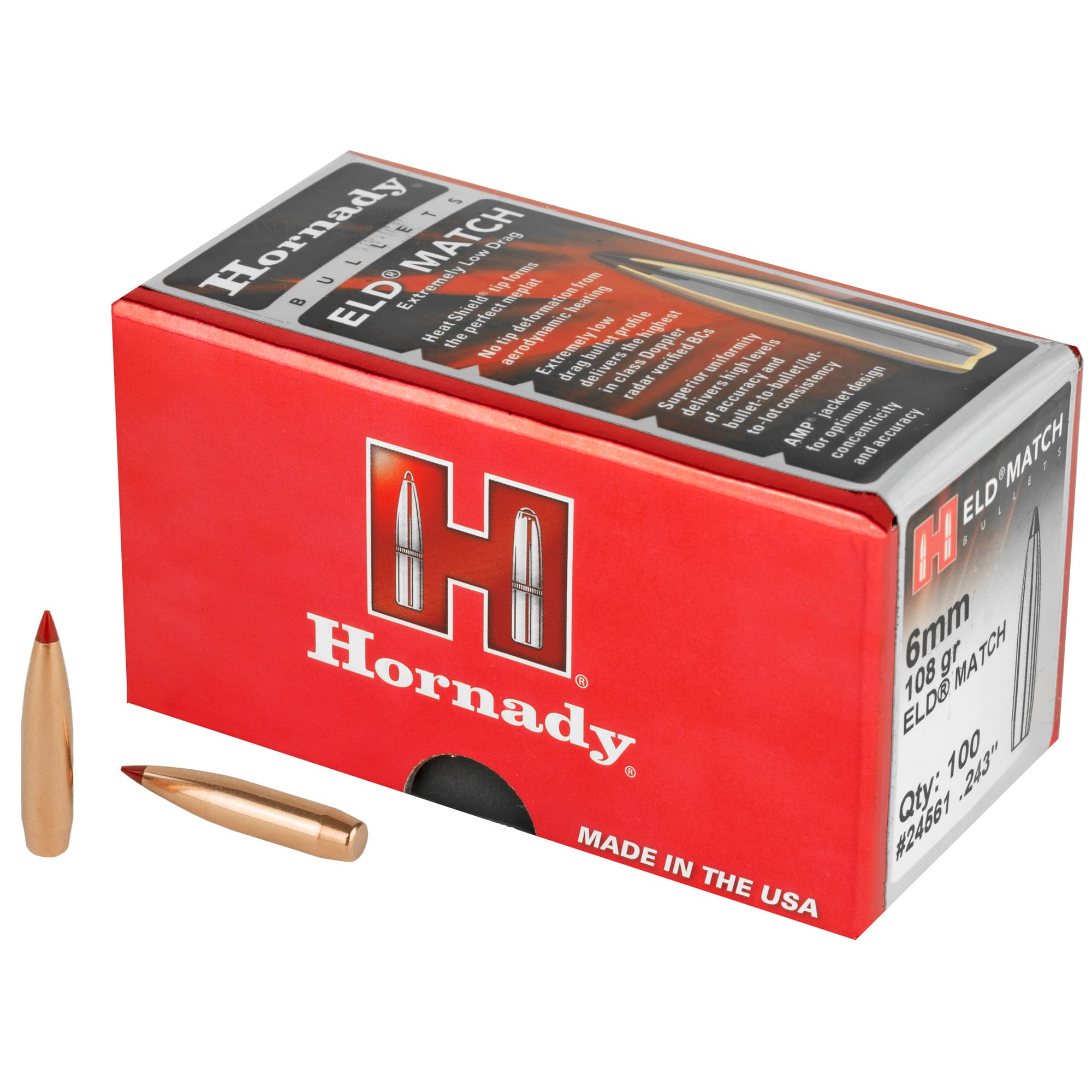 Hornady ELD Match Bullets with Heat Shield 6mm .243" 108 gr ELD MATCH 100/ct