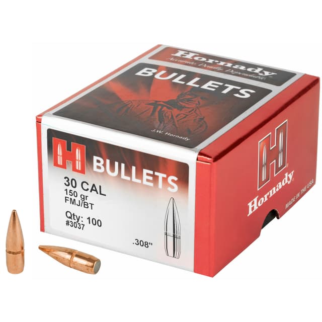 Hornady Traditional & FMJ Bullets .30 cal .308" 150 gr FMJ-BT CANN 100/ct
