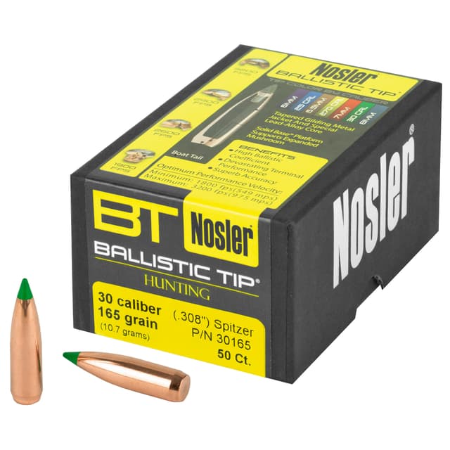 Nosler Ballistic Tip Hunting Bullets .30 cal .308" 165 gr SBT-BTIP 50/ct