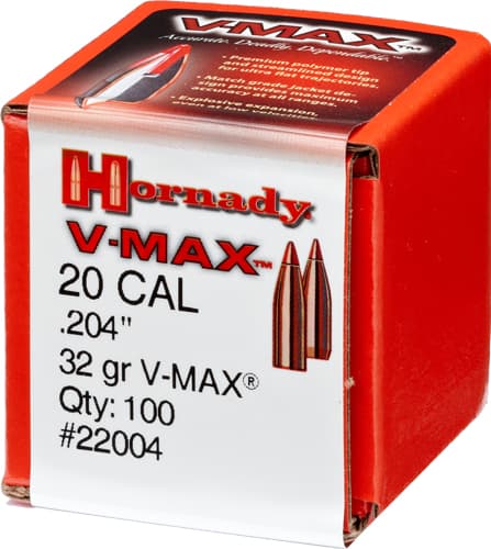 Hornady V-MAX Bullets .20 cal .204" 32 gr V-MAX 100/ct