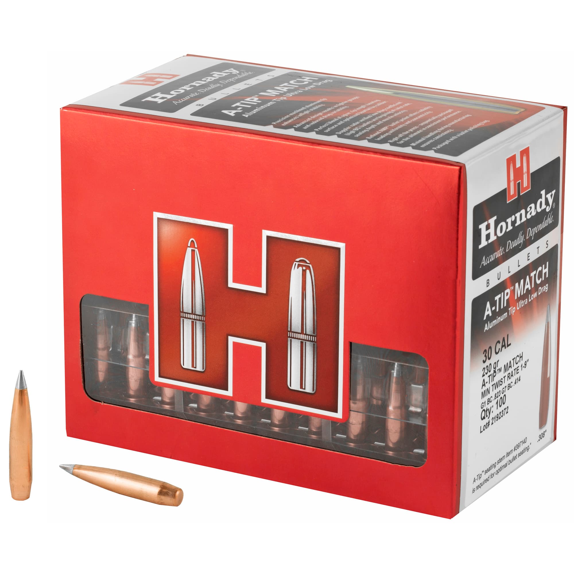 Hornady Rifle Bullets .30 cal .308" 230 gr A-Tip Match 100/ct