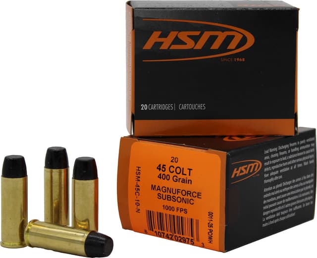 Hsm Subsonic Hi Tek 45 Colt Hard Cast Flat Nose 400 Grain 20 Rounds