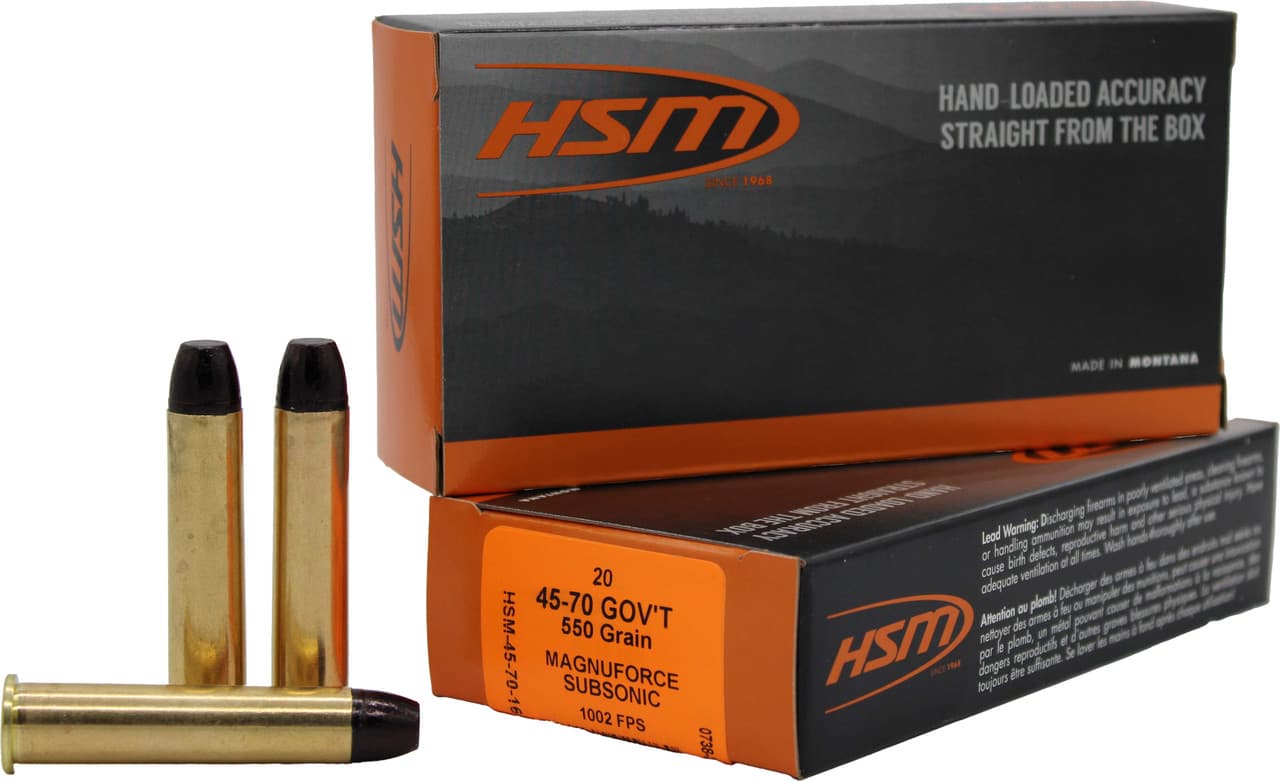 Hsm, HiTek Subsonic, 45-70 Government, Cast Flat Nose, 550 Grain, 20 Rounds