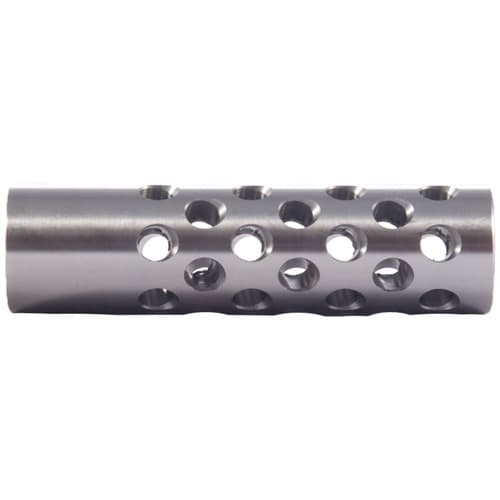 Keeno Arms Muzzle Brake 22 Caliber 9/16-24 Chrome Moly Silver Universal