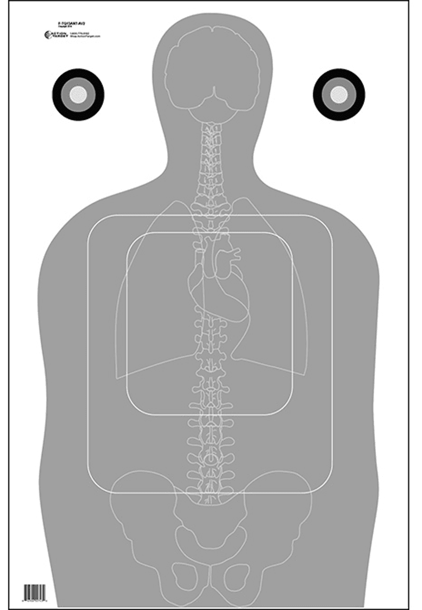 Action Target FTQ15ANTAV2100 Qualification  Silhouette/Vitals Paper 23" x 35" Gray/White 100 Per Box